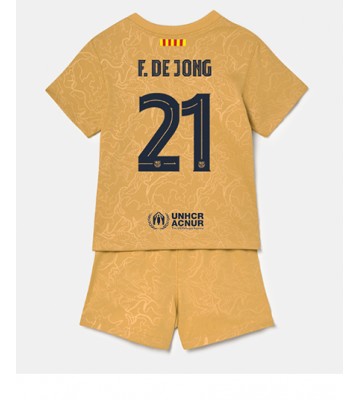 Barcelona Frenkie de Jong #21 Bortedraktsett Barn 2022-23 Kortermet (+ Korte bukser)